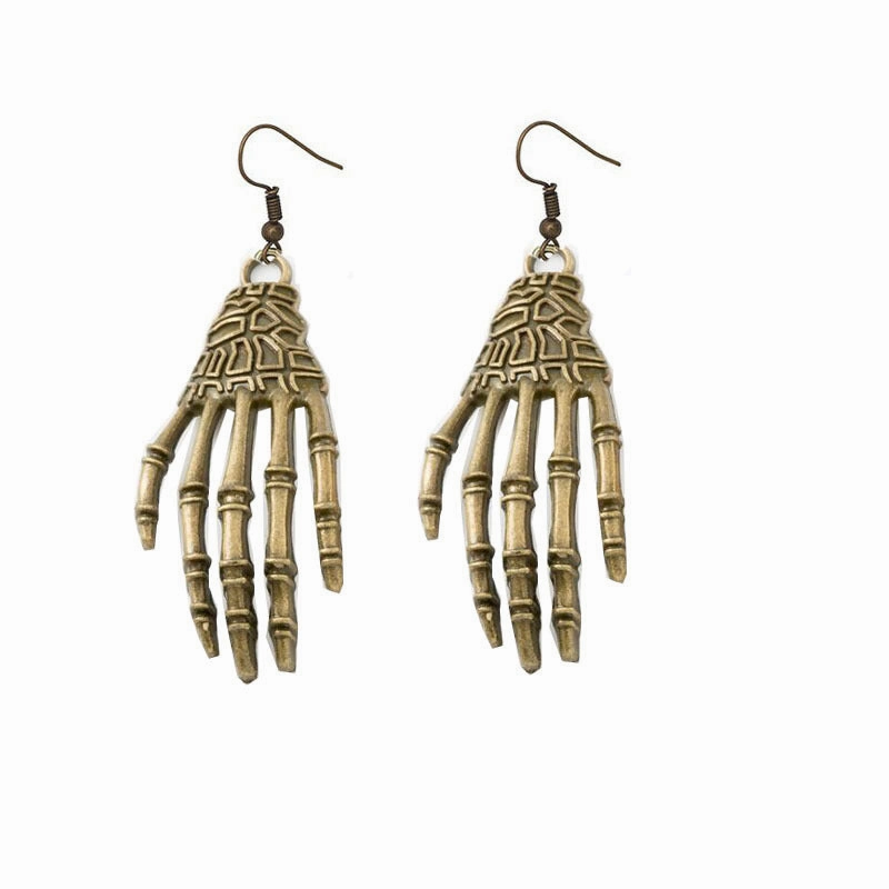 Wholesale Goth Theme Skull Palm Alloy Earrings