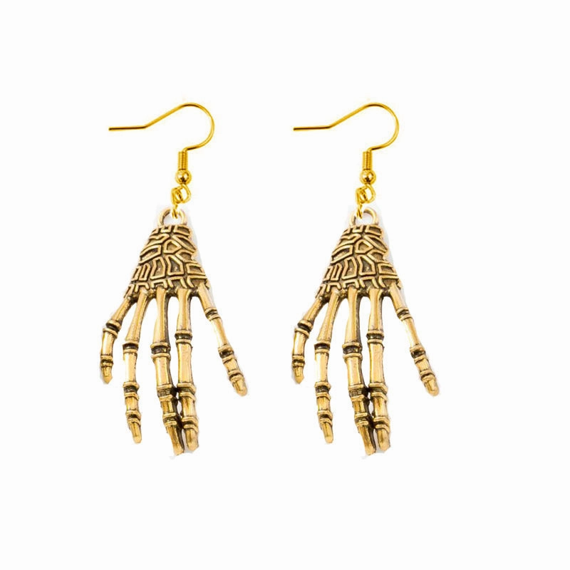 Wholesale Goth Theme Skull Palm Alloy Earrings