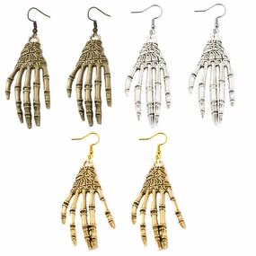 Wholesale Goth Theme Skull Palm Alloy Earrings