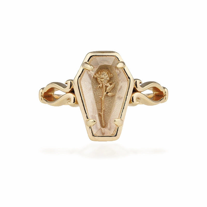Wholesale Goth Theme Vintage Rose Coffin Alloy Rings