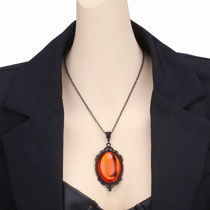 Wholesale Gothic Acrylic Embossed Crystal Pendant Necklaces