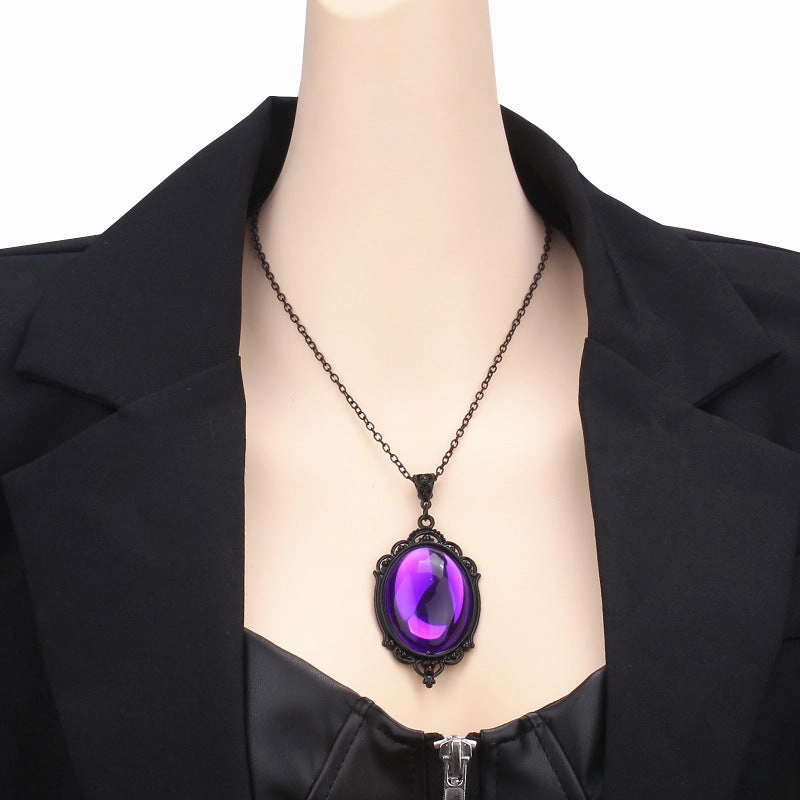 Wholesale Gothic Acrylic Embossed Crystal Pendant Necklaces
