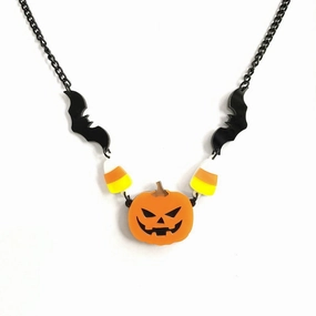 Wholesale Gothic Bat Pumpkin Candy Pendant Acrylic Necklace