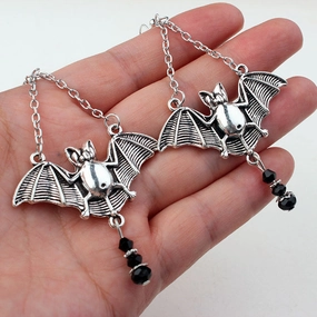 Wholesale Gothic Bat Tassel Crystal Alloy Earrings