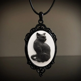 Wholesale Gothic Black Cat Pendant Metal Necklace