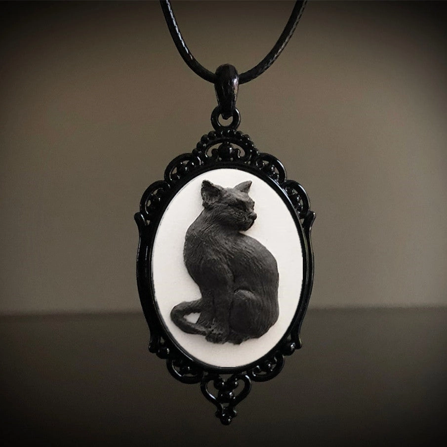 Wholesale Gothic Black Cat Pendant Metal Necklace