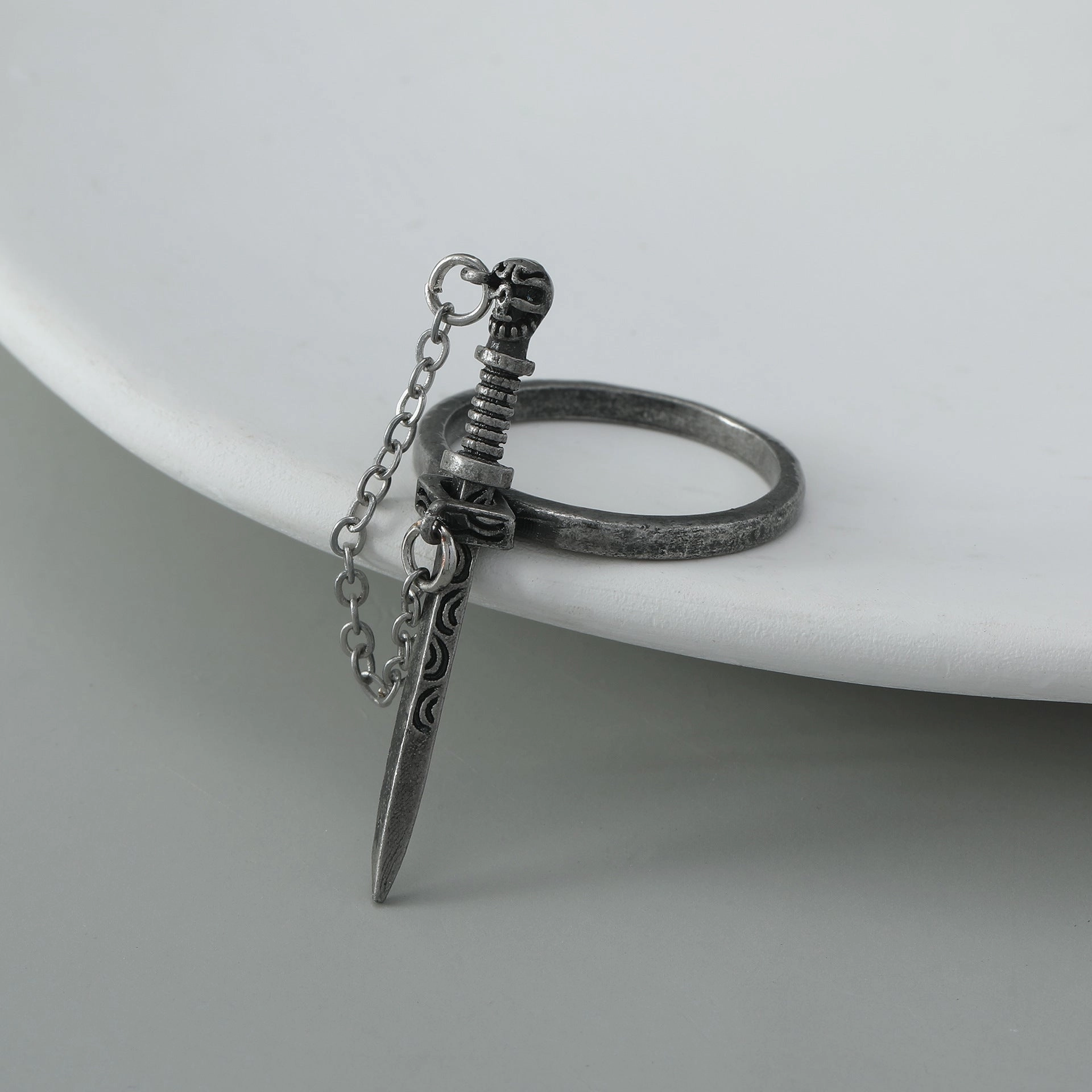 Wholesale Gothic Dark Cross Sword Tassel Alloy Ring
