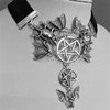 Wholesale Gothic Flying Bat Inverted Pentagram Black Velvet Short Alloy Necklace