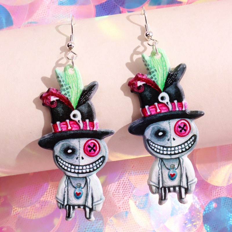 Wholesale Gothic Halloween Bandages, Mummies, Double-sided Printed Acrylic Earrings