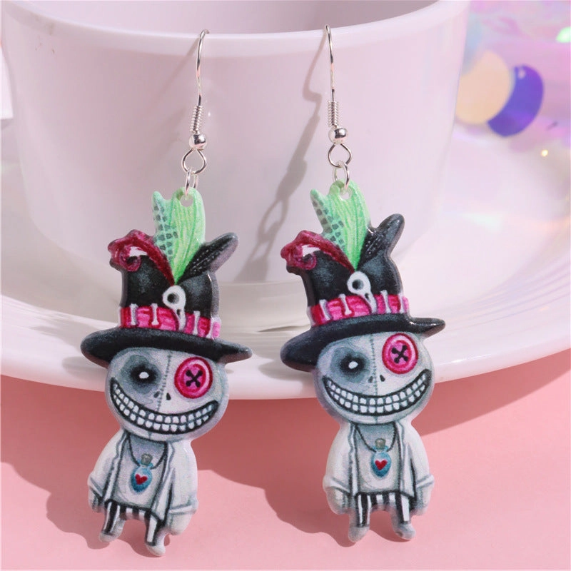 Wholesale Gothic Halloween Bandages, Mummies, Double-sided Printed Acrylic Earrings