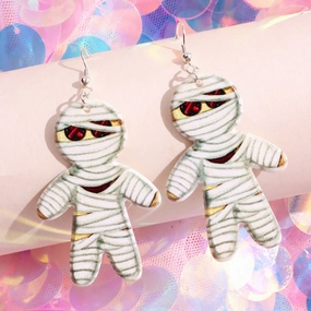 Wholesale Gothic Halloween Bandages, Mummies, Double-sided Printed Acrylic Earrings