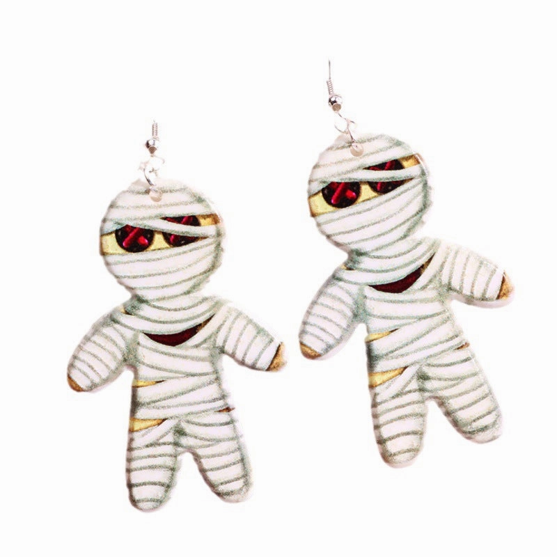 Wholesale Gothic Halloween Bandages, Mummies, Double-sided Printed Acrylic Earrings
