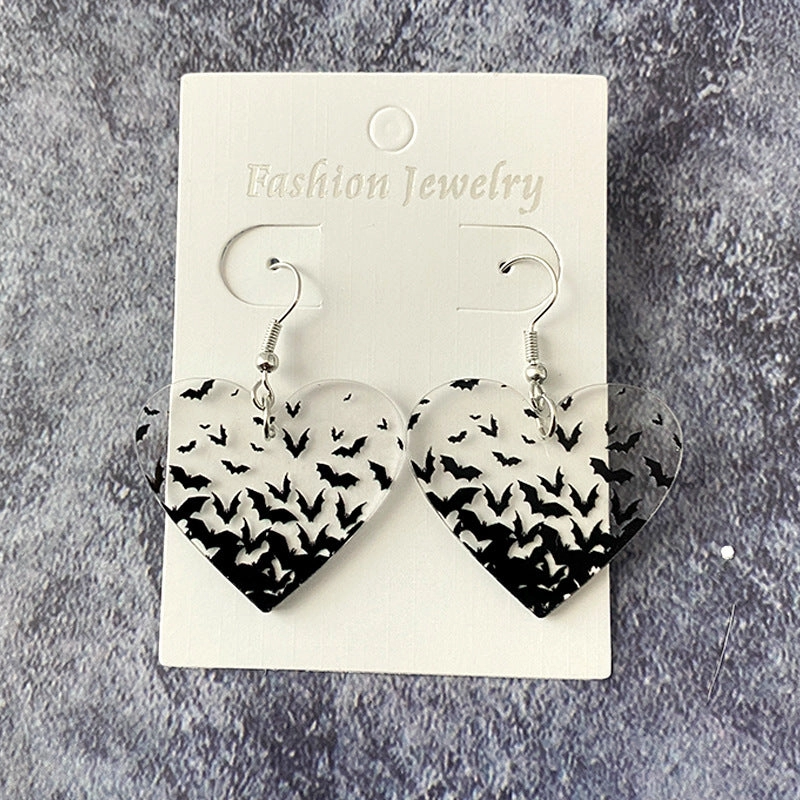 Wholesale Gothic Halloween Bat Acrylic Clear Earrings