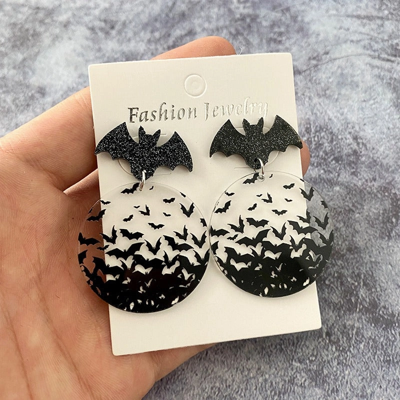 Wholesale Gothic Halloween Bat Acrylic Clear Earrings