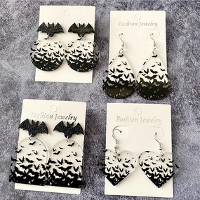 Wholesale Gothic Halloween Bat Acrylic Clear Earrings