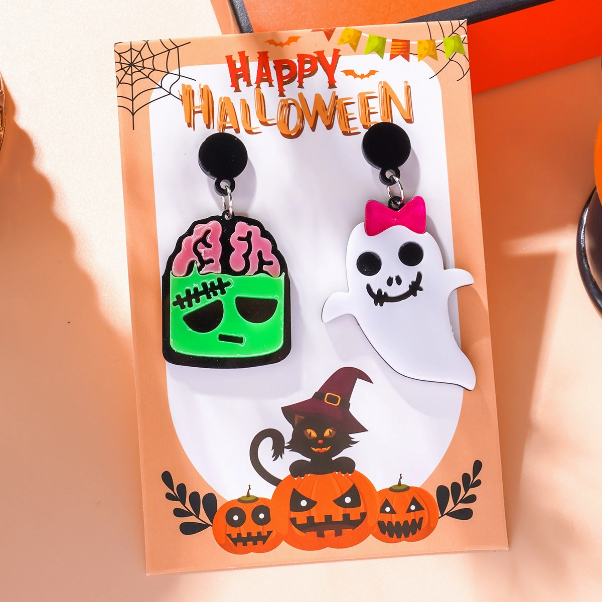 Wholesale Gothic Halloween Creative Funny Cross Pendant Earrings
