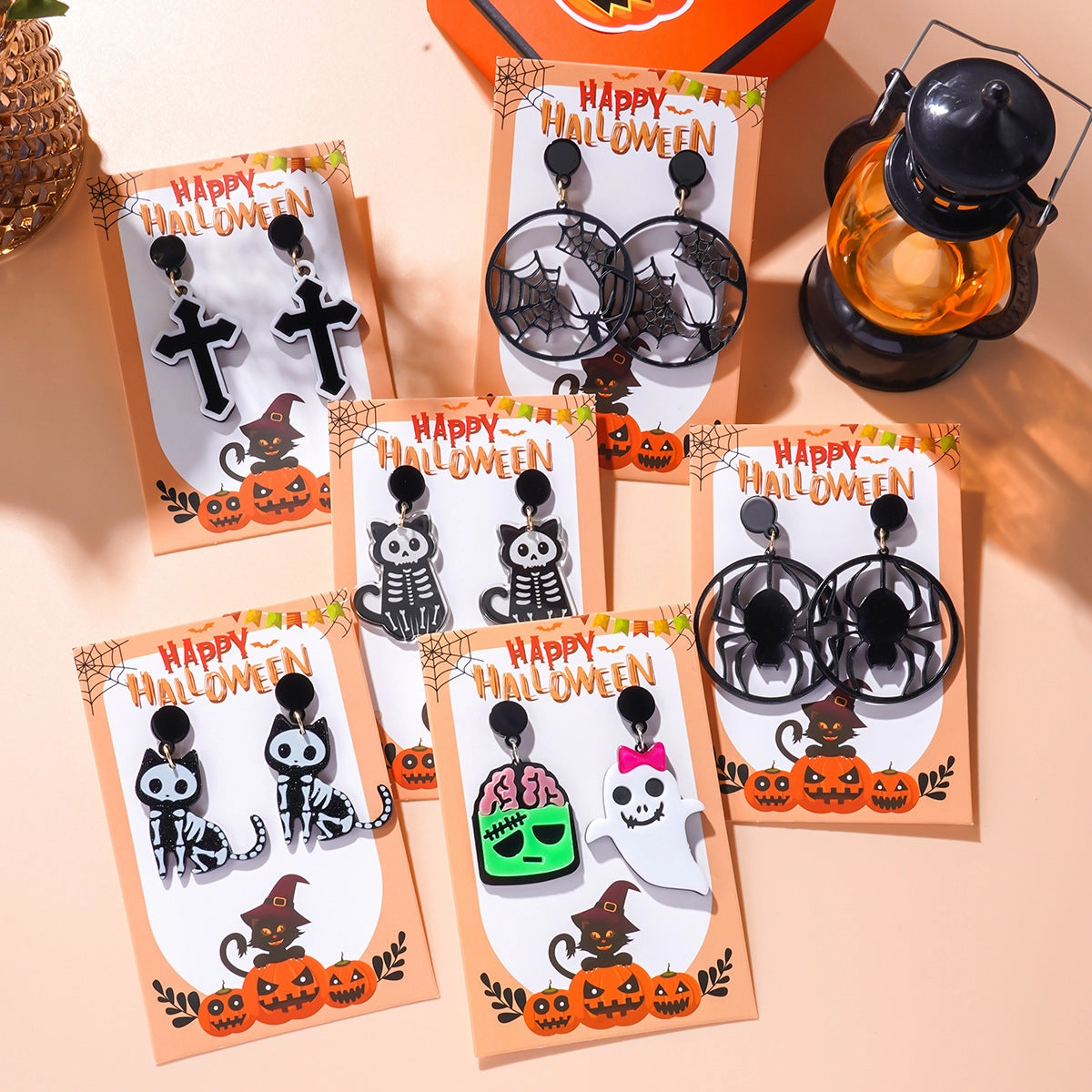 Wholesale Gothic Halloween Creative Funny Cross Pendant Earrings