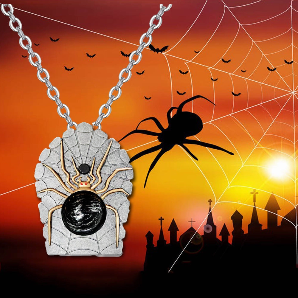 Wholesale Gothic Halloween Spider Alloy Necklace
