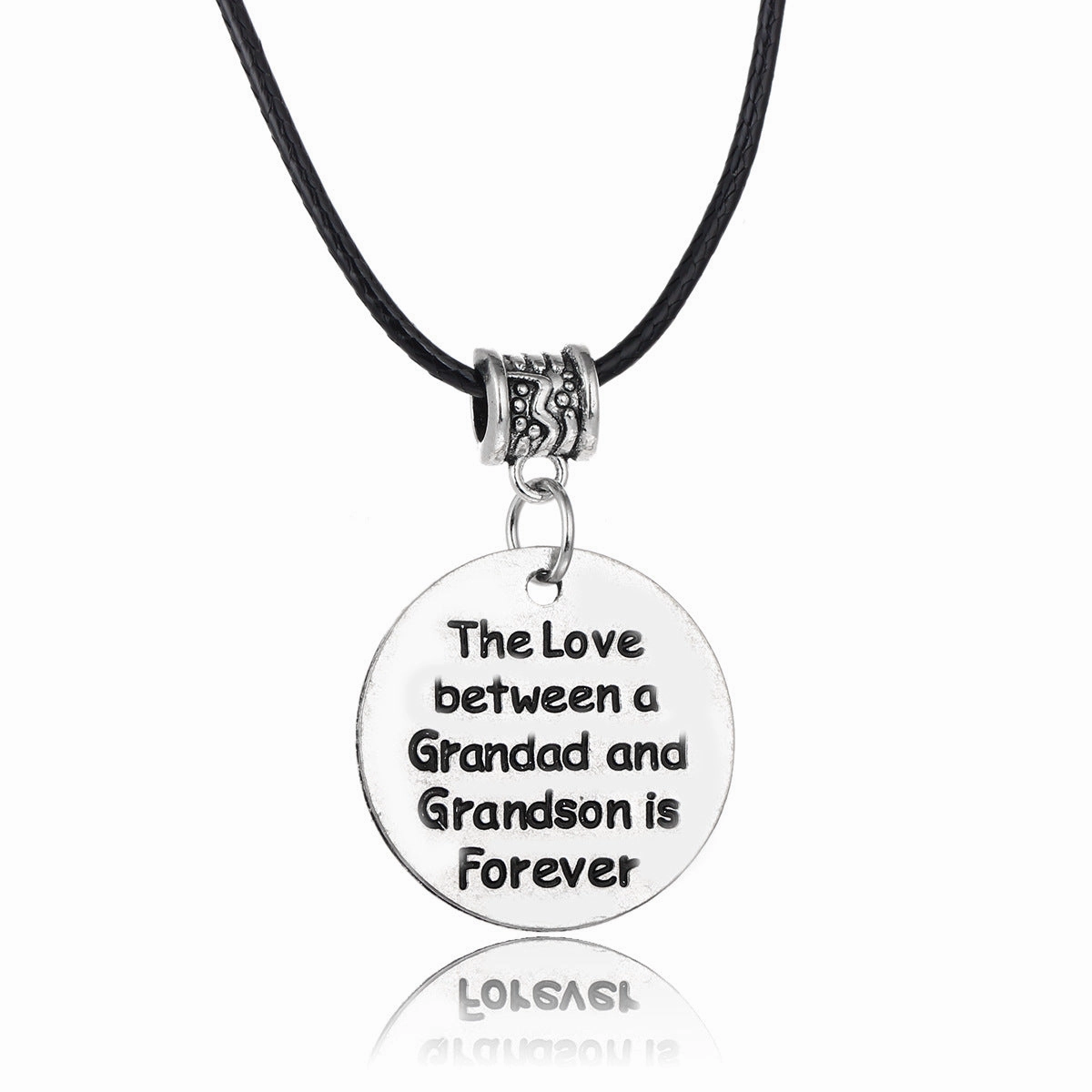 Wholesale Gothic Home Warmth Series English Engraved Pendant Leather Rope Necklace