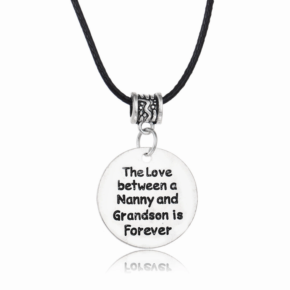 Wholesale Gothic Home Warmth Series English Engraved Pendant Leather Rope Necklace