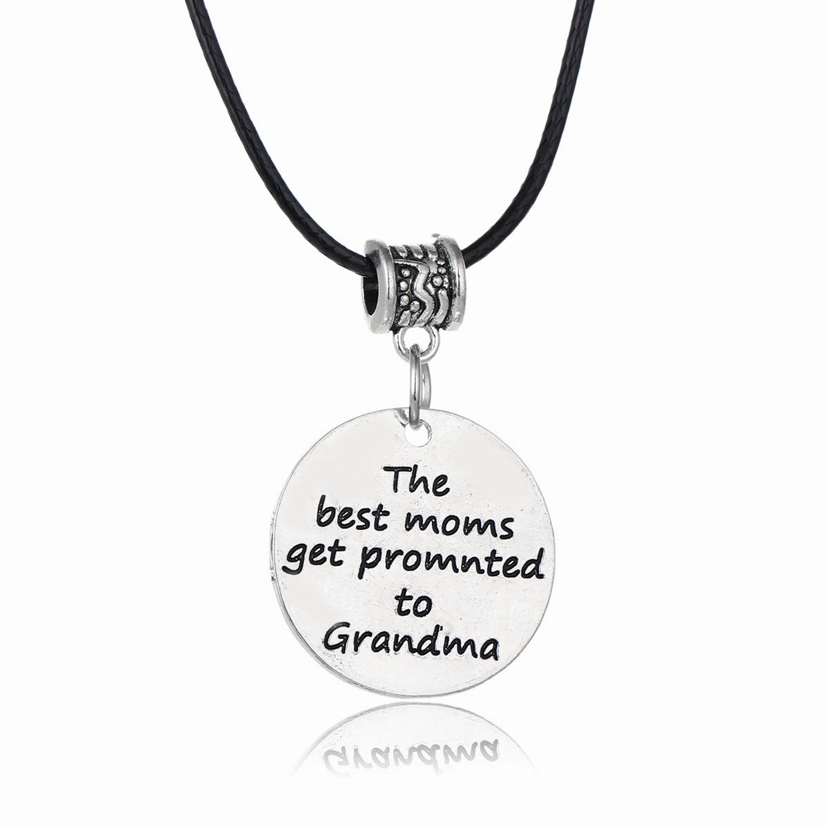 Wholesale Gothic Home Warmth Series English Engraved Pendant Leather Rope Necklace