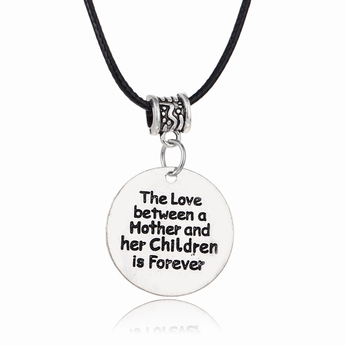 Wholesale Gothic Home Warmth Series English Engraved Pendant Leather Rope Necklace