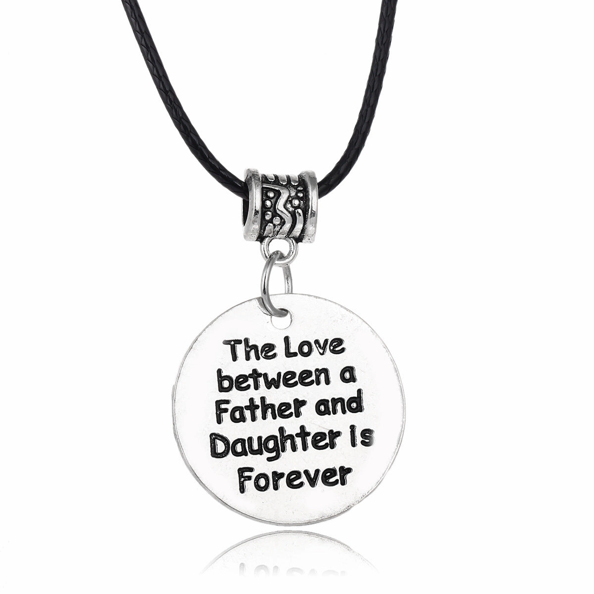 Wholesale Gothic Home Warmth Series English Engraved Pendant Leather Rope Necklace