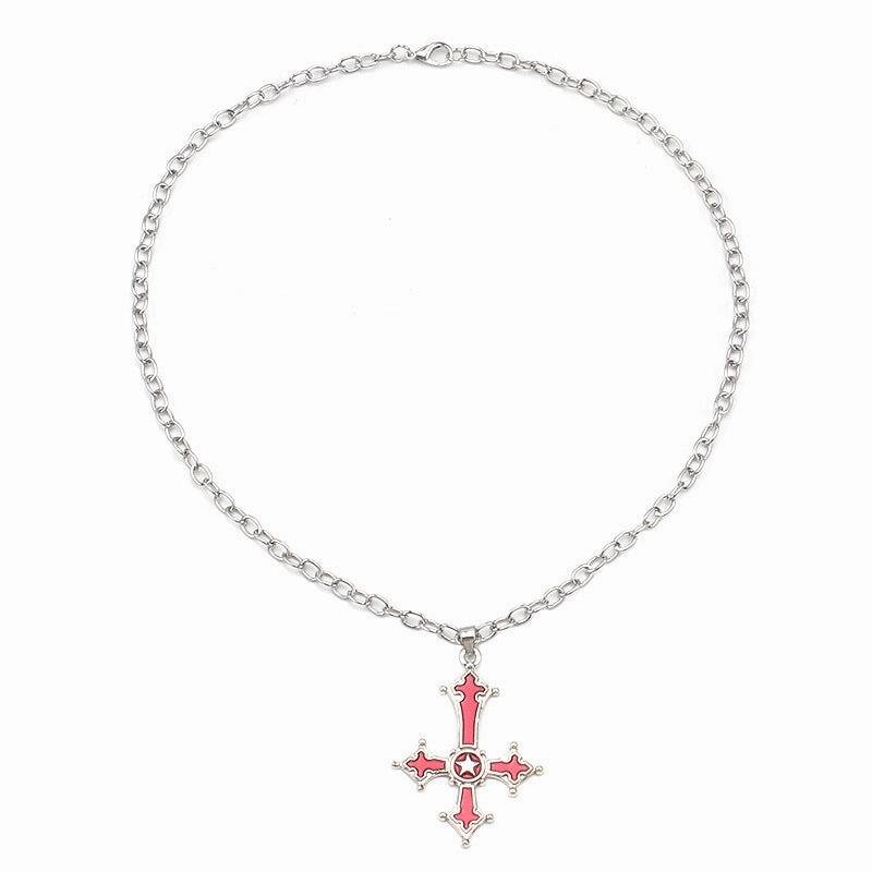 Wholesale Gothic Inverted Cross Pendant Alloy Necklace