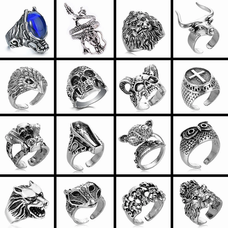 Wholesale Gothic Punk Exaggeration Alloy Adjustable Rings