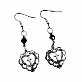 Wholesale Gothic Punk Style Hollow Cross Pendant Earrings