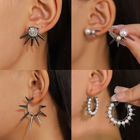 Wholesale Gothic Rivet Alloy Earrings