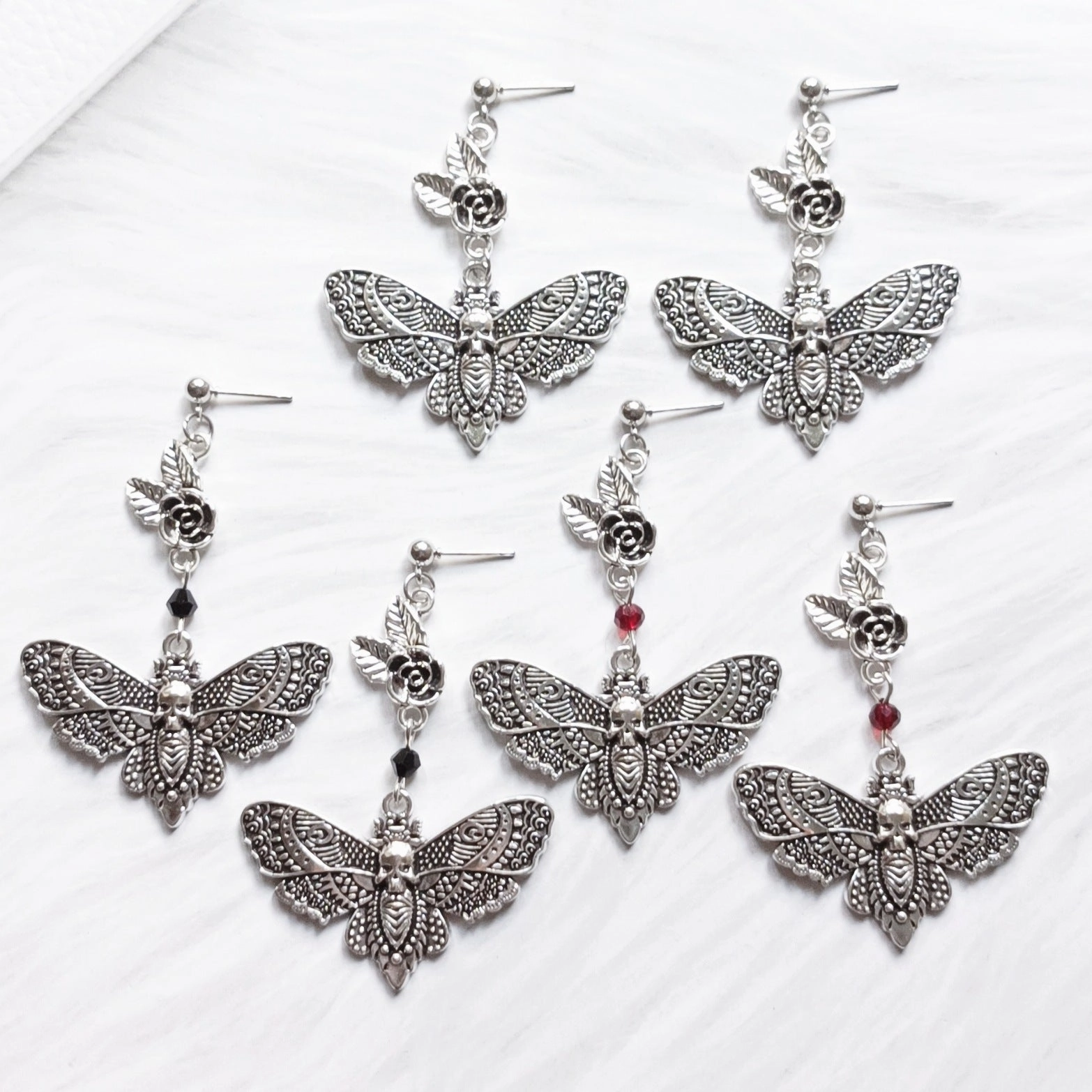Wholesale Gothic Rose Moth Skull Earrings