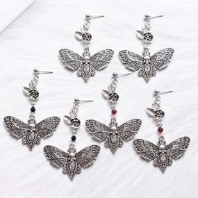 Wholesale Gothic Rose Moth Skull Earrings
