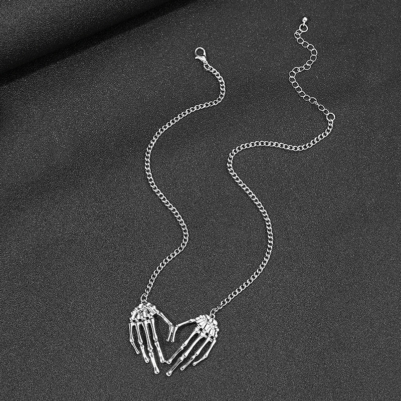 Wholesale Gothic Skeleton Hand Men's Pendant Alloy Necklace