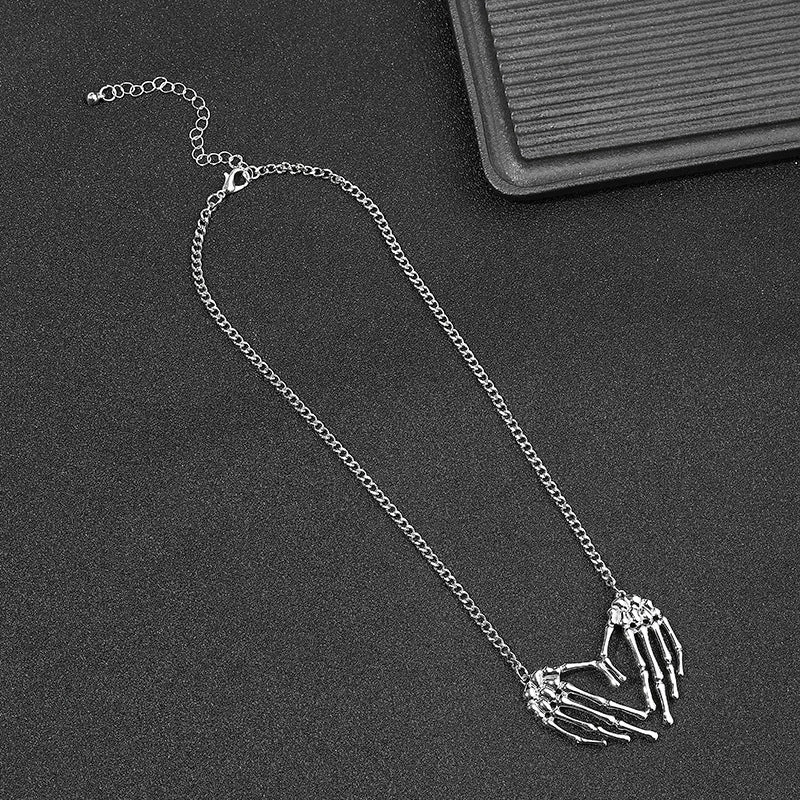 Wholesale Gothic Skeleton Hand Men's Pendant Alloy Necklace