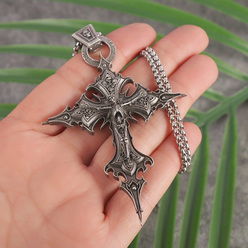 Wholesale Gothic Skull Cross Pendant Necklace