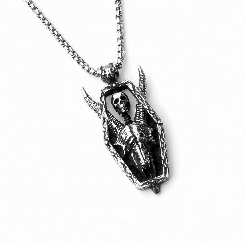 Wholesale Gothic Stainless Steel Sheep Head Skull Titanium Steel Necklace