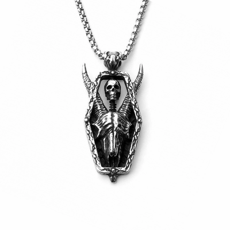 Wholesale Gothic Stainless Steel Sheep Head Skull Titanium Steel Necklace