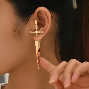 Wholesale Gothic Sword Earrings Retro Cross Bloodstained Dagger Earrings