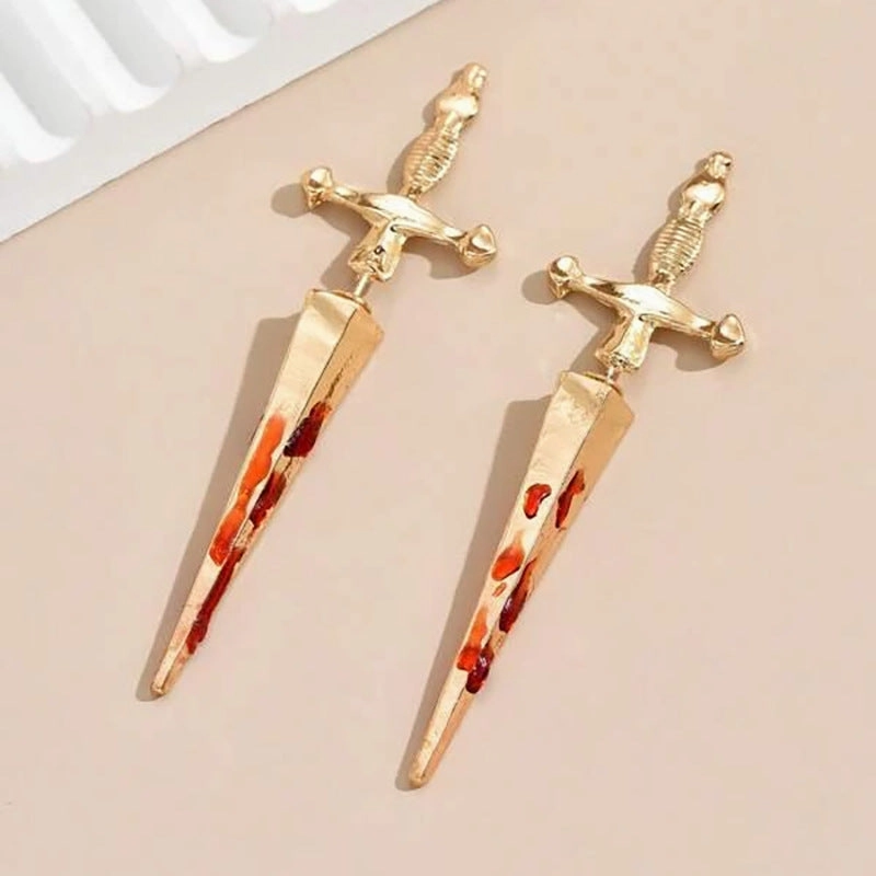 Wholesale Gothic Sword Earrings Retro Cross Bloodstained Dagger Earrings