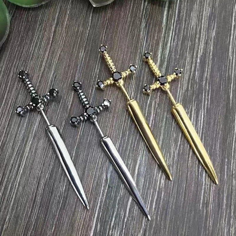 Wholesale Gothic Vintage Crystal Diamond Dagger Alloy Earrings