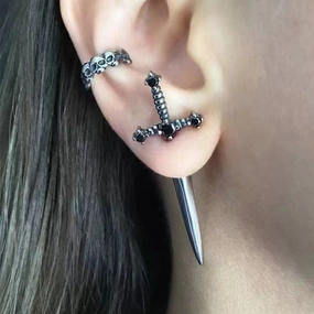 Wholesale Gothic Vintage Crystal Diamond Dagger Alloy Earrings