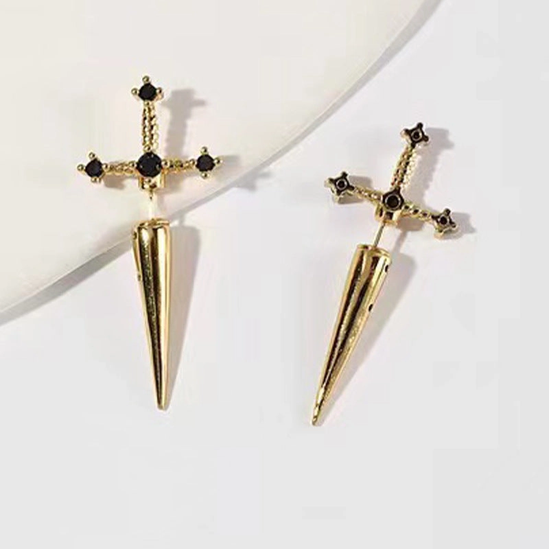 Wholesale Gothic Vintage Crystal Diamond Dagger Alloy Earrings