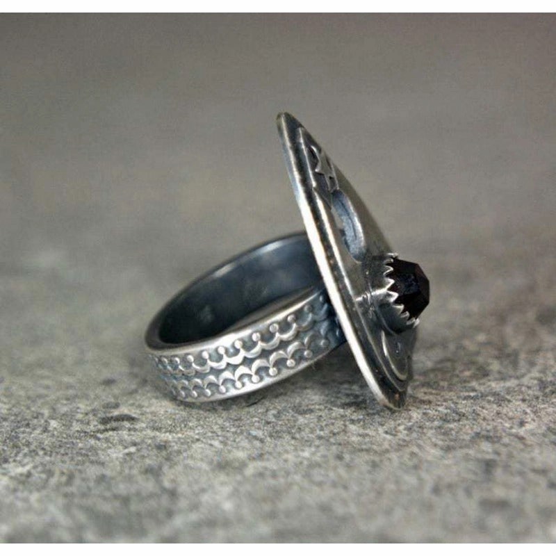 Wholesale Gothic Vintage Stars Moon Ruby Fashion Rings
