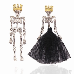 Wholesale Gothic Wedding Skull Bride Alloy Earrings