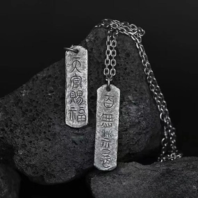 Wholesale Gothic White Copper Electroplated Silver Double-sided Necklace