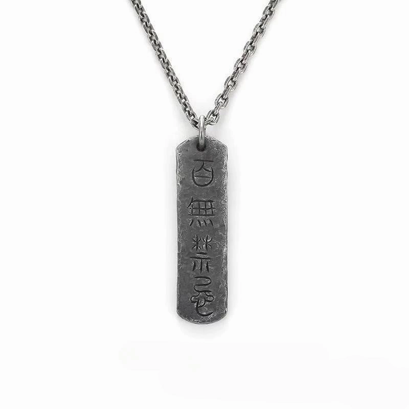 Wholesale Gothic White Copper Electroplated Silver Double-sided Necklace