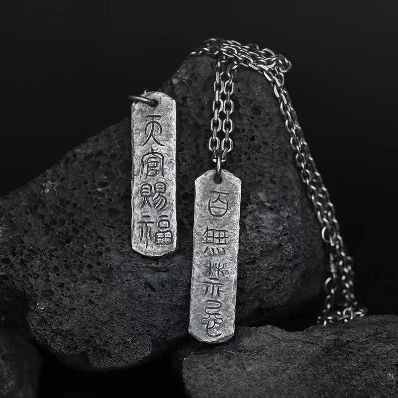 Wholesale Gothic White Copper Electroplated Silver Double-sided Necklace