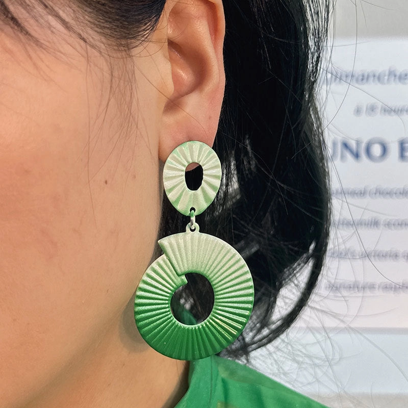 Wholesale Gradient Color Geometric Round Earrings