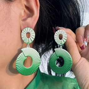 Wholesale Gradient Color Geometric Round Earrings